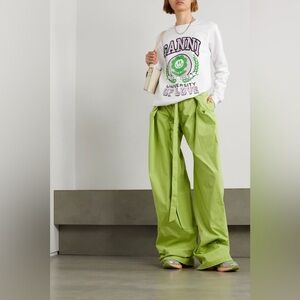 GANNI Flower University Of Love Organic Cotton Sweatshirt White Size Small